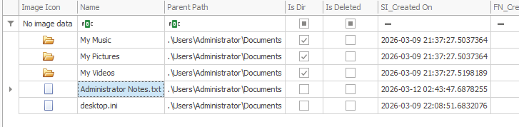 List of files in Documents
