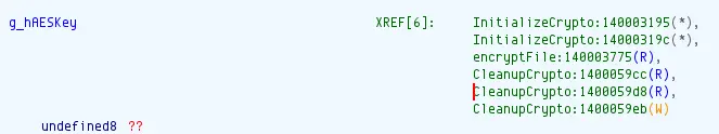 g_hAESKey referenced by encryptFile()